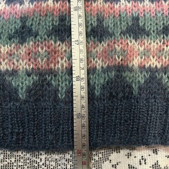 Accordeon Vintage Country Sampler Mohair blend Cardigan Sweater Lg Pastel - Picture 7 of 8